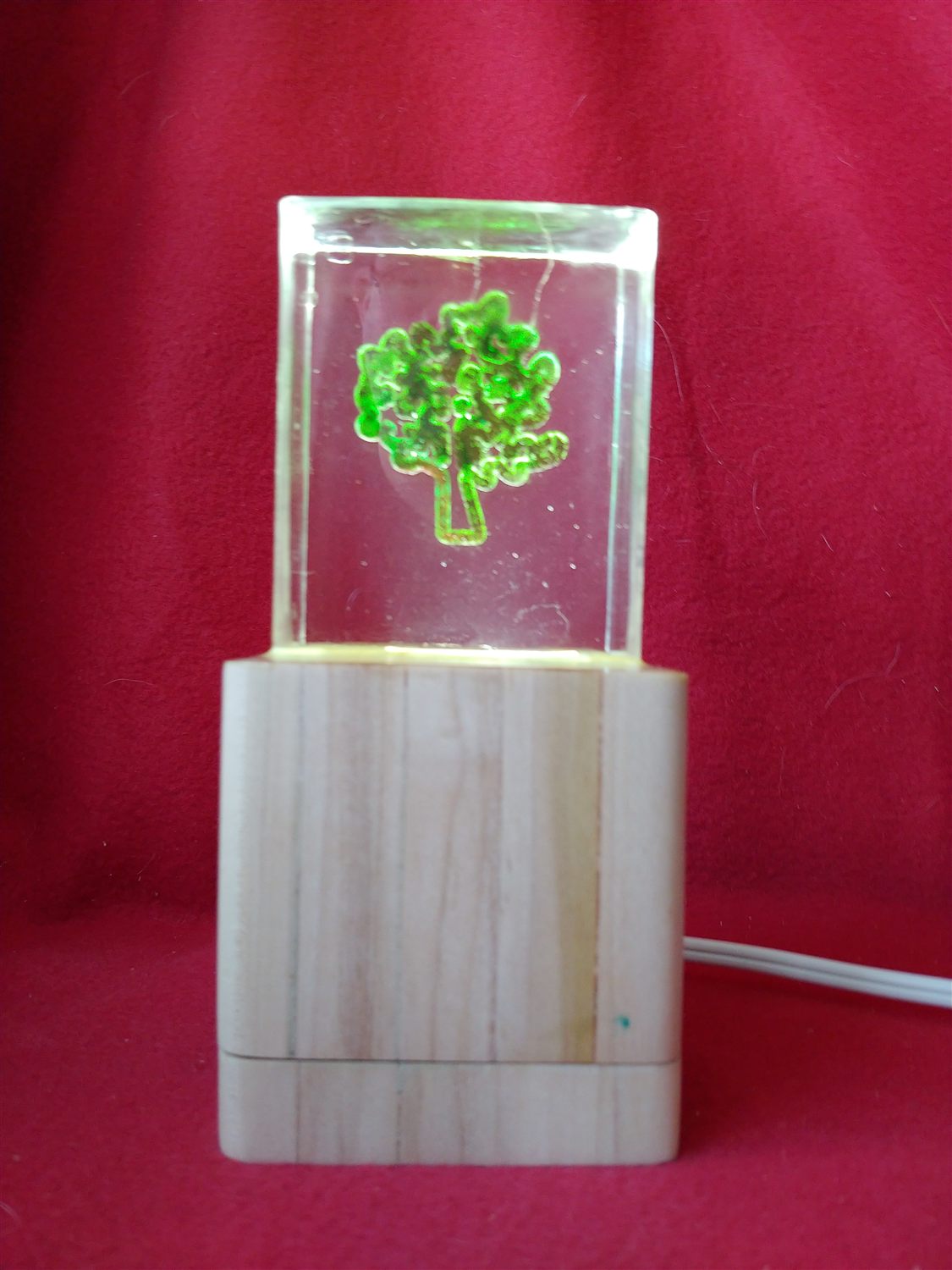 CNC-etched resin lamp — handmade by QCraft