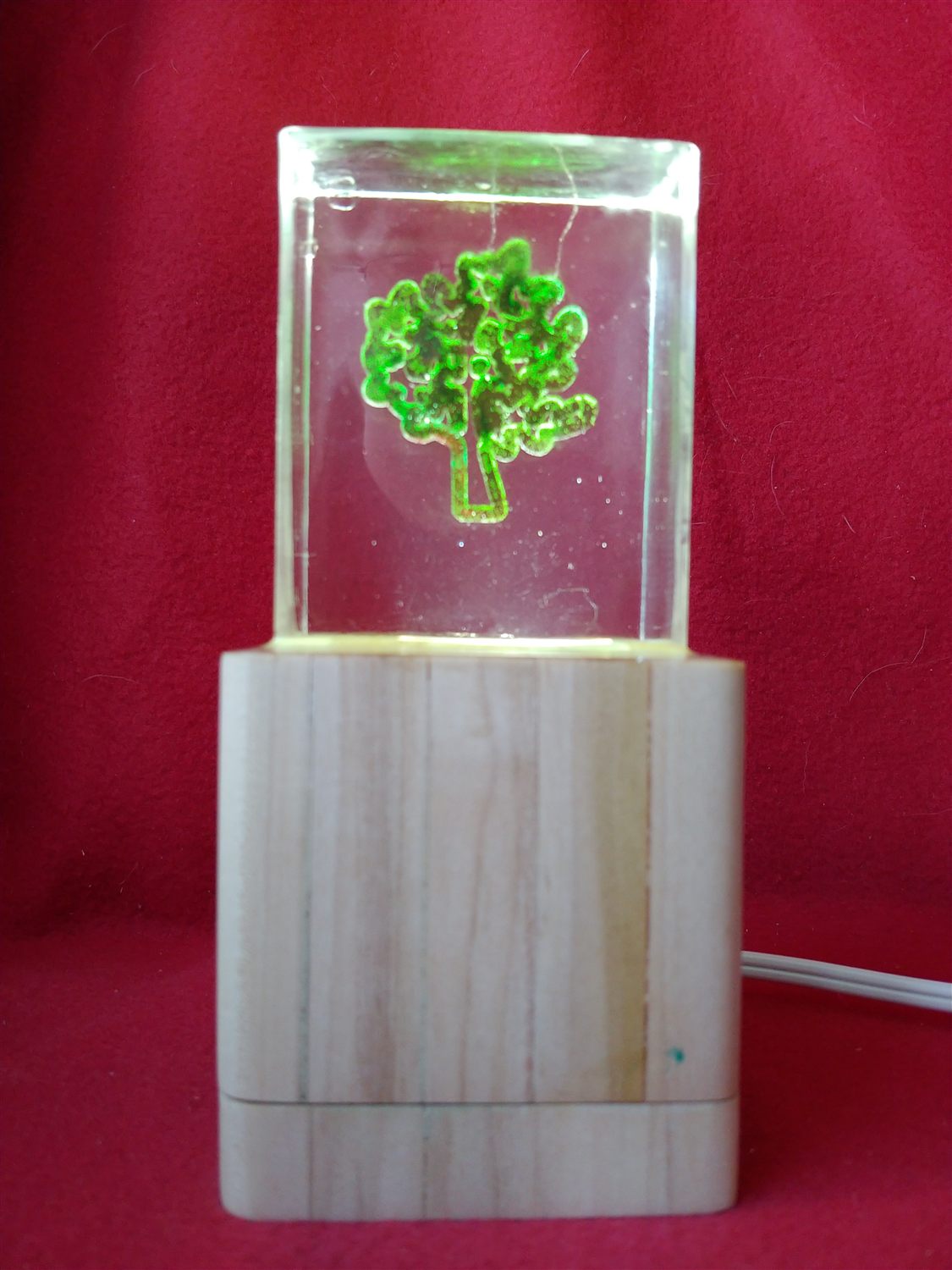 CNC-etched resin lamp — handmade by QCraft