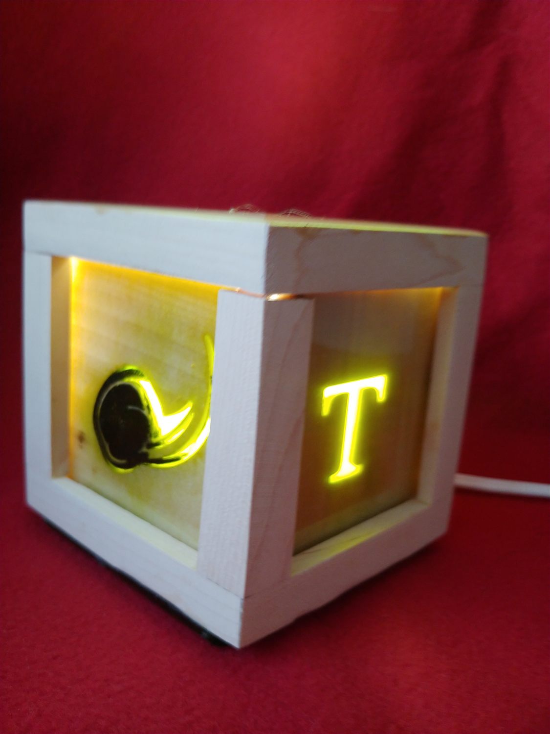 Monogram cube lamp — handmade by QCraft