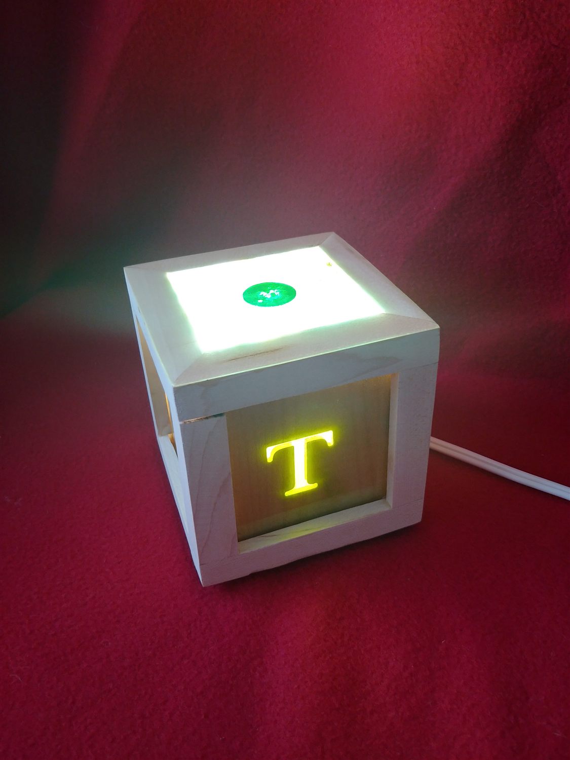 Monogram cube lamp — handmade by QCraft