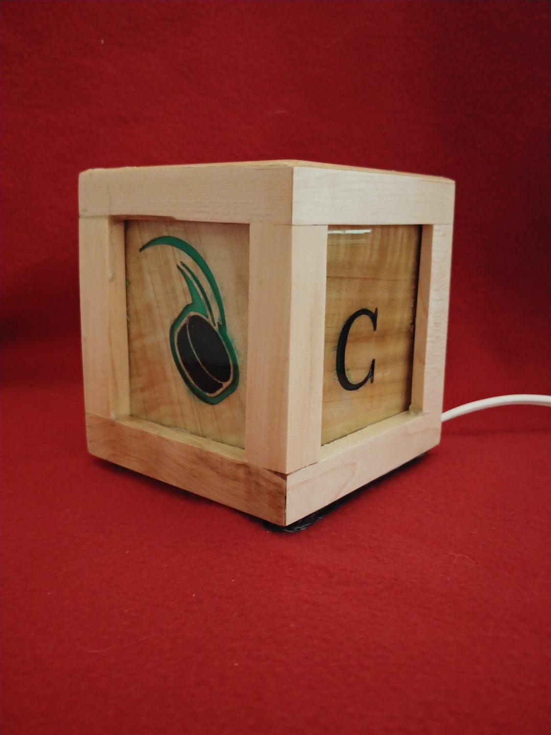 Monogram cube lamp — handmade by QCraft