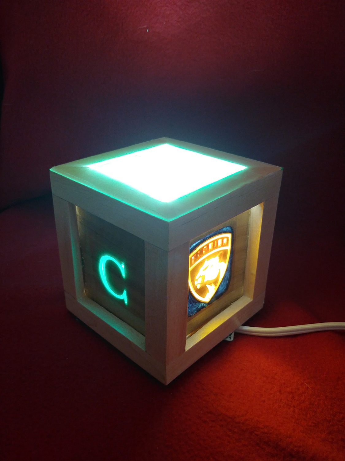 Monogram cube lamp — handmade by QCraft
