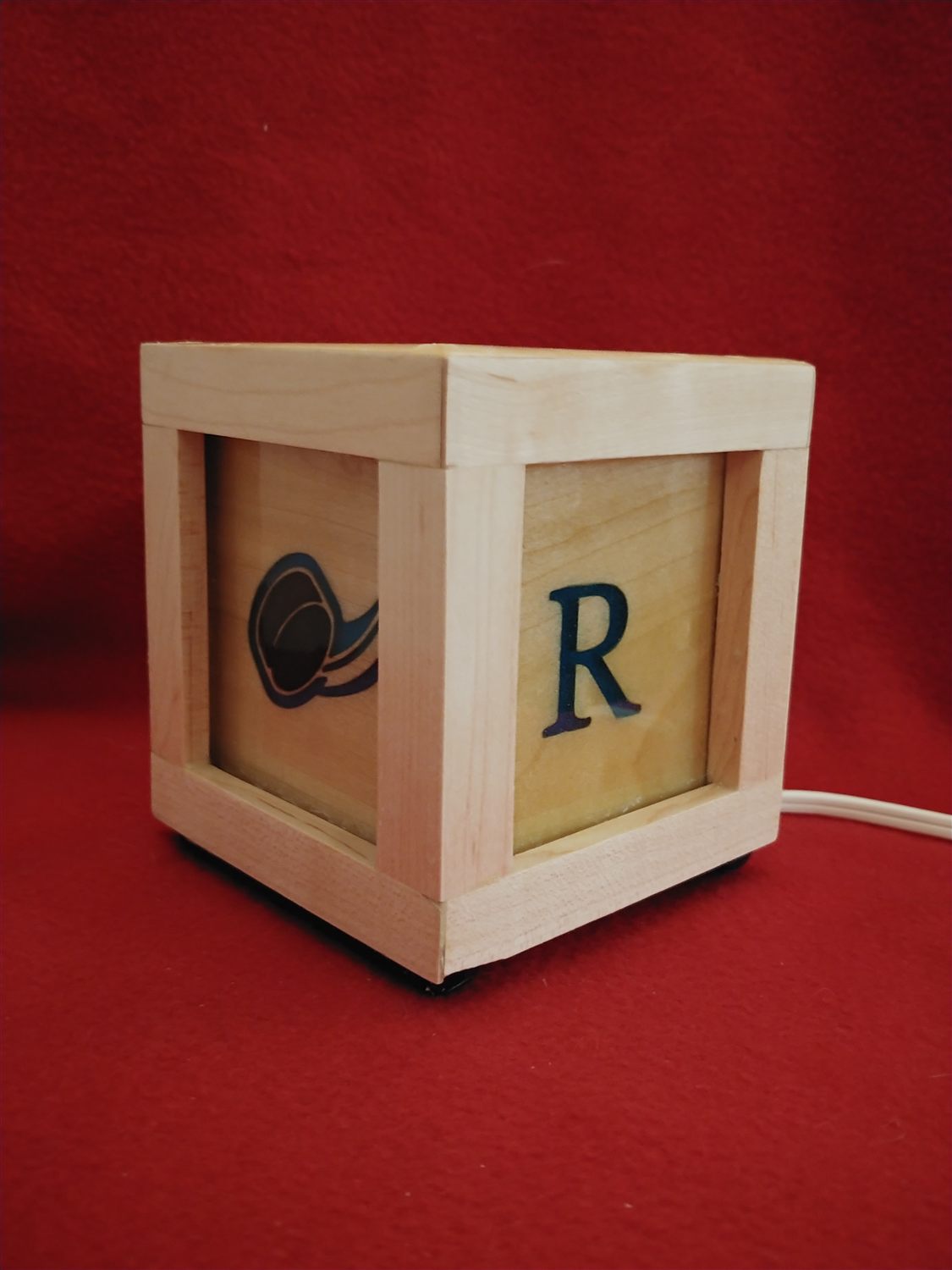 Monogram cube lamp — handmade by QCraft