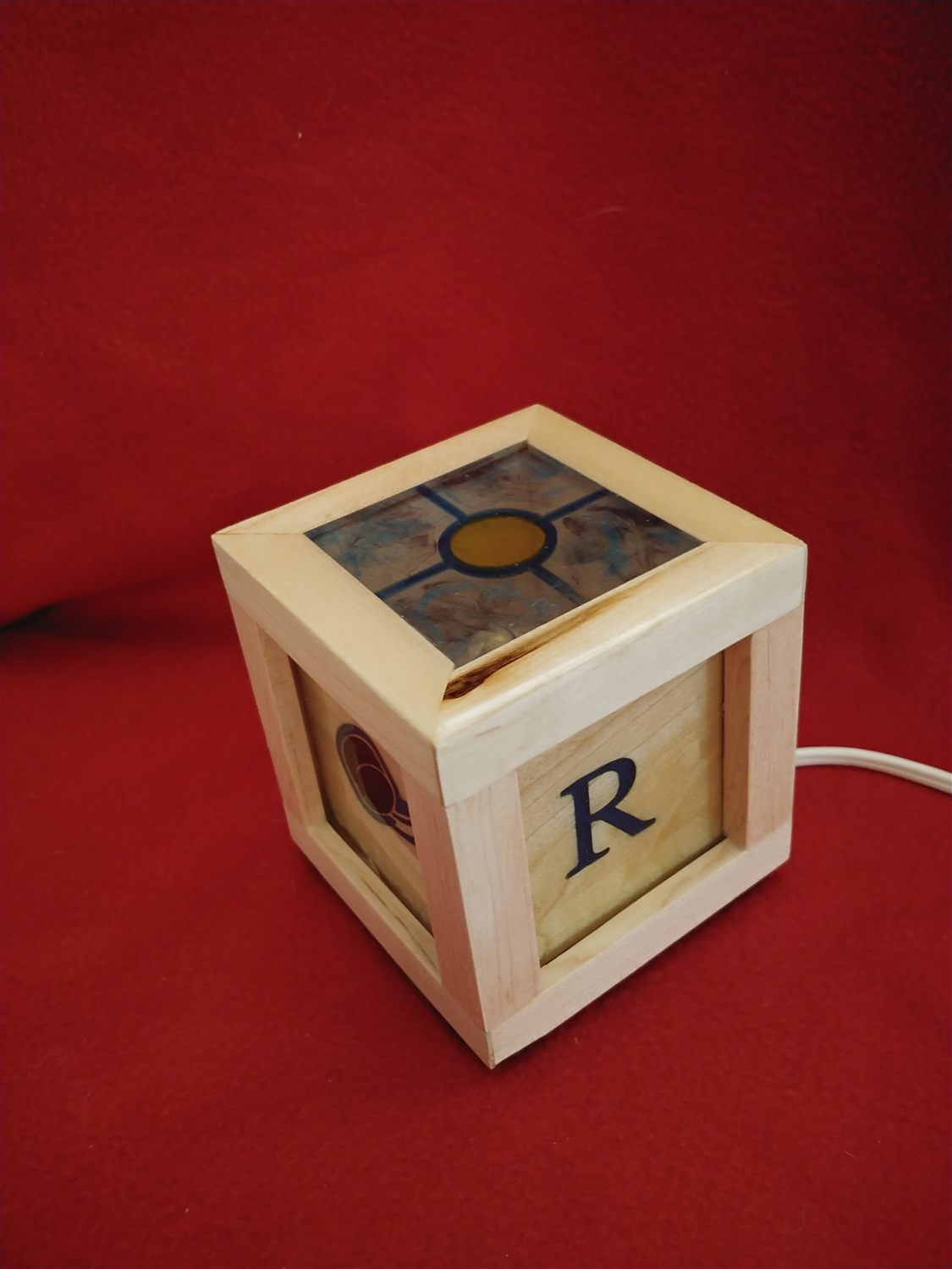 Monogram cube lamp — handmade by QCraft