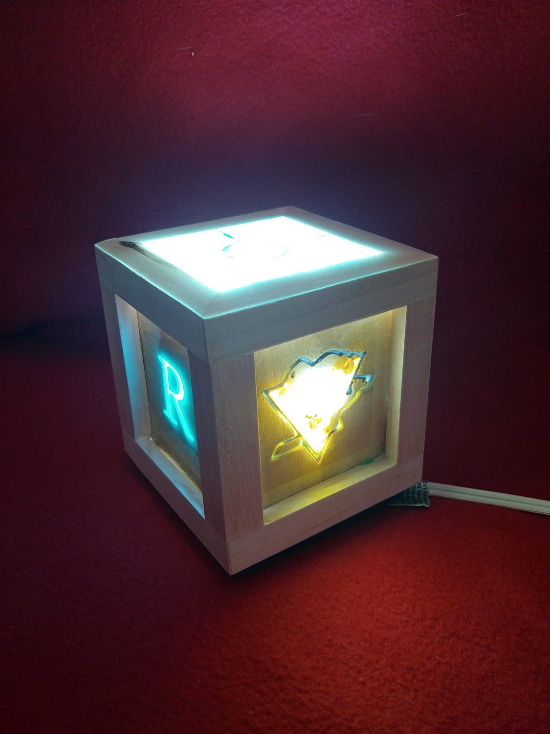 Monogram cube lamp — handmade by QCraft