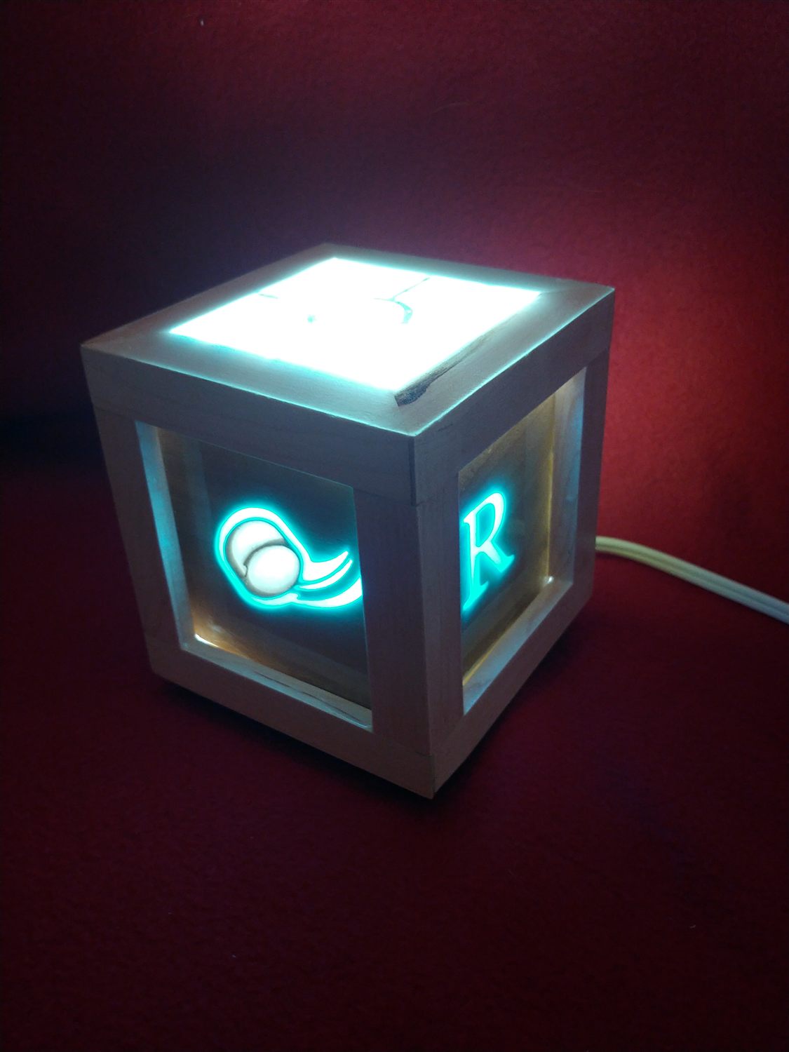 Monogram cube lamp — handmade by QCraft