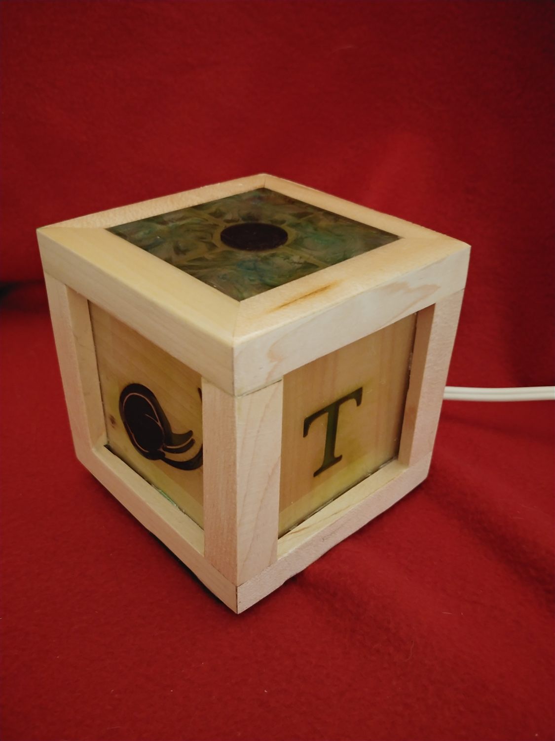 Monogram cube lamp — handmade by QCraft