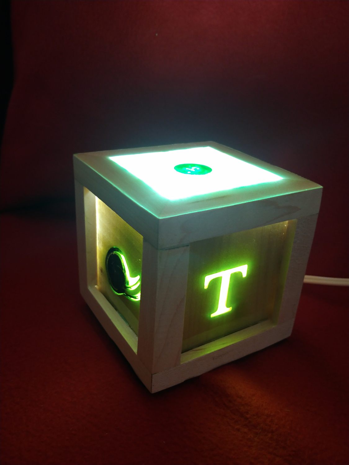 Monogram cube lamp — handmade by QCraft