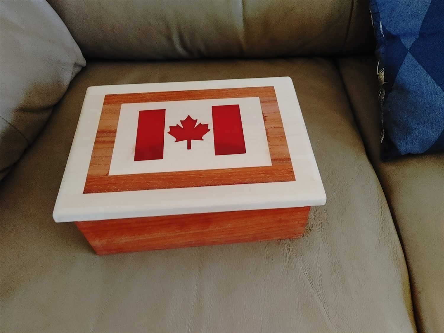 Canada-flag keepsake box — handmade by QCraft