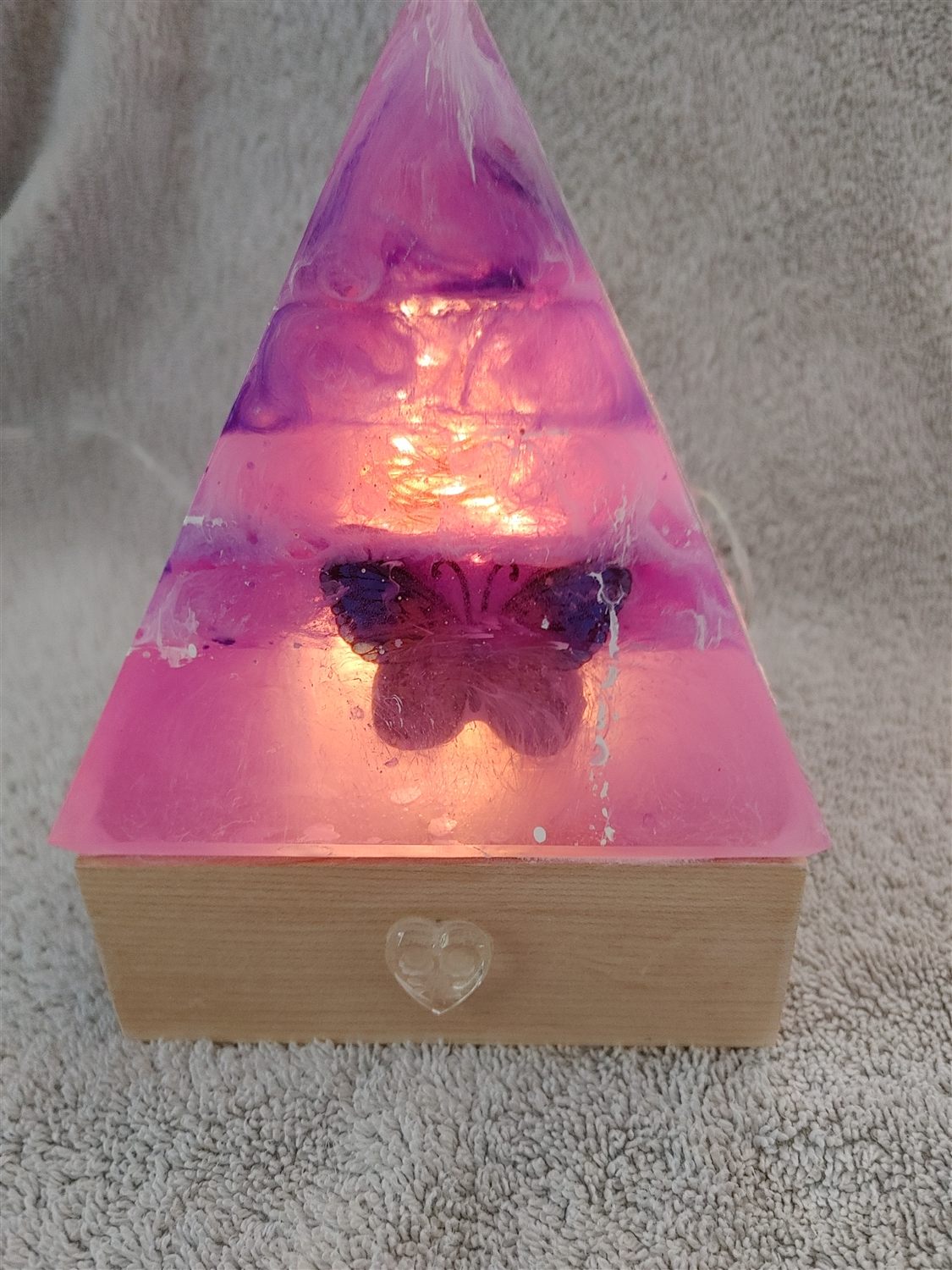 Triangular resin lamp — handmade by QCraft