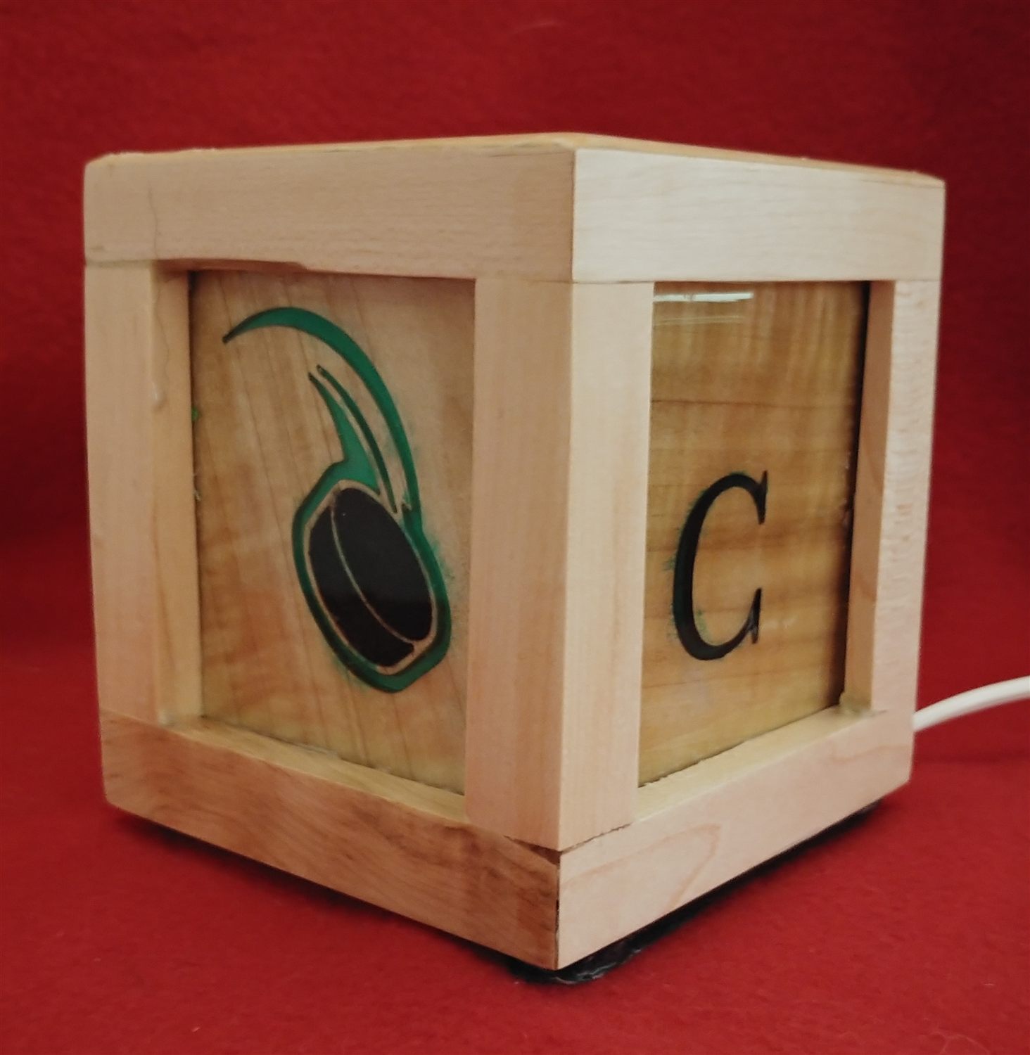 Monogram cube lamp — handmade by QCraft