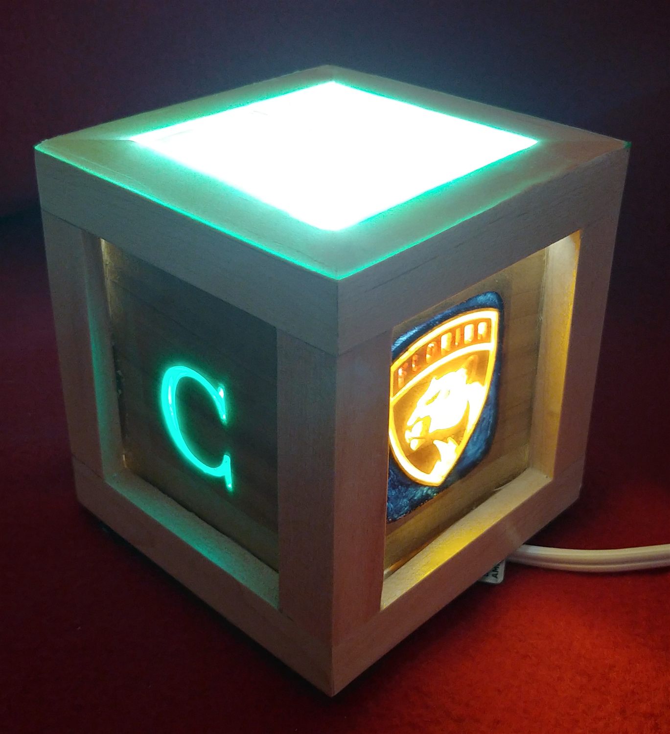 Monogram cube lamp — handmade by QCraft