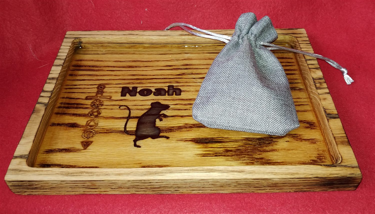 Engraved dice tray — handmade by QCraft