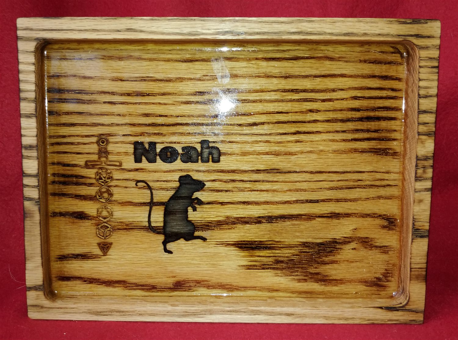 Engraved dice tray — handmade by QCraft