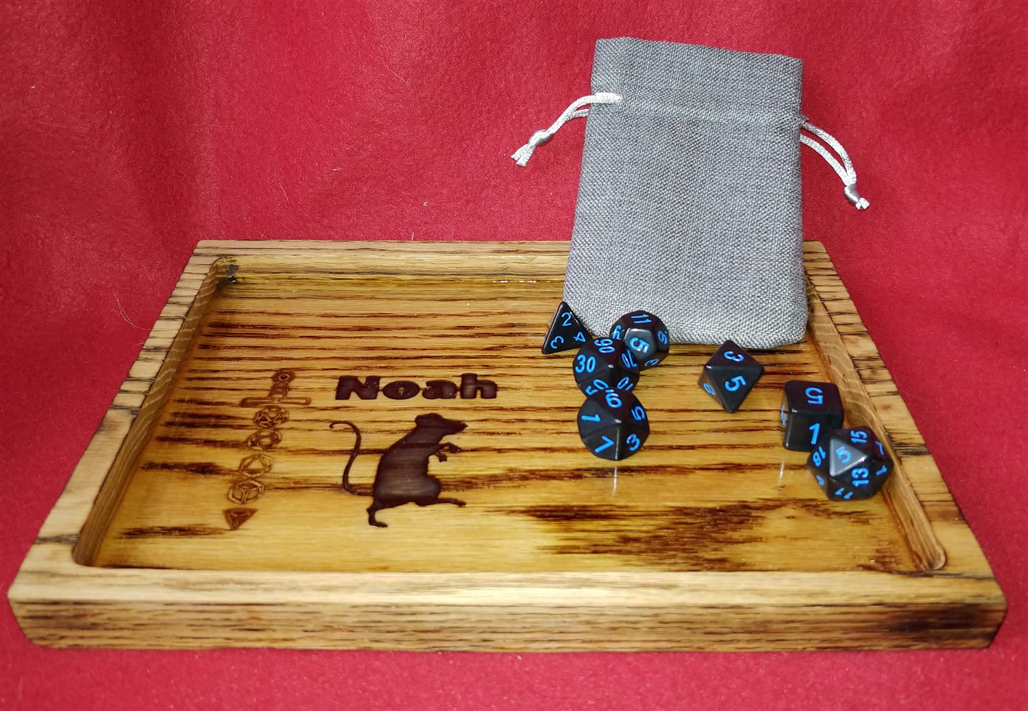 Engraved dice tray — handmade by QCraft