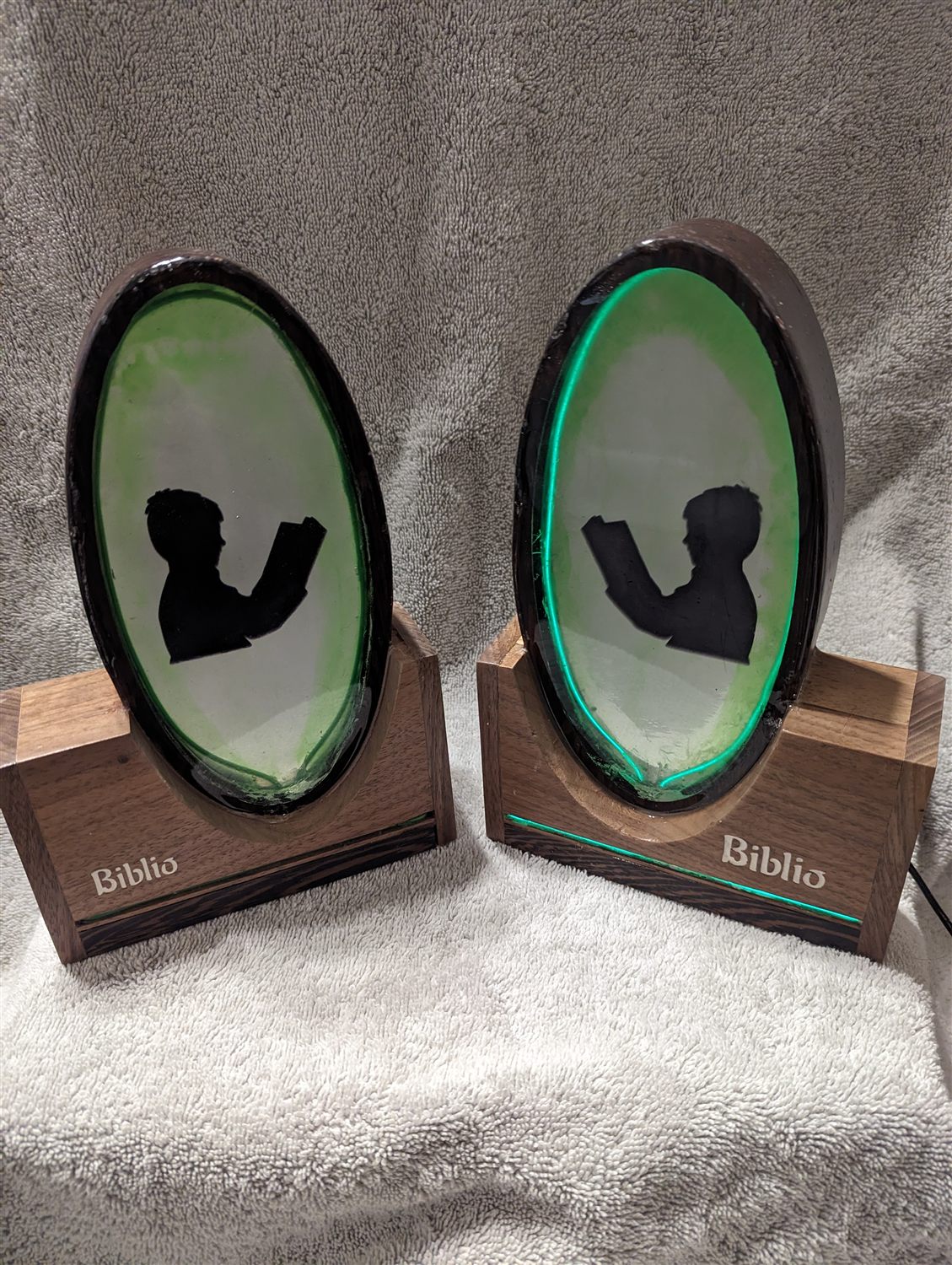 Glow bookends — handmade by QCraft