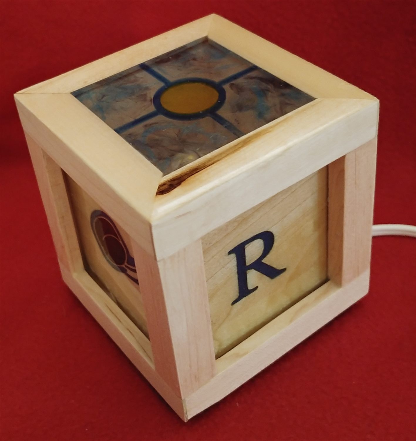 Monogram cube lamp — handmade by QCraft