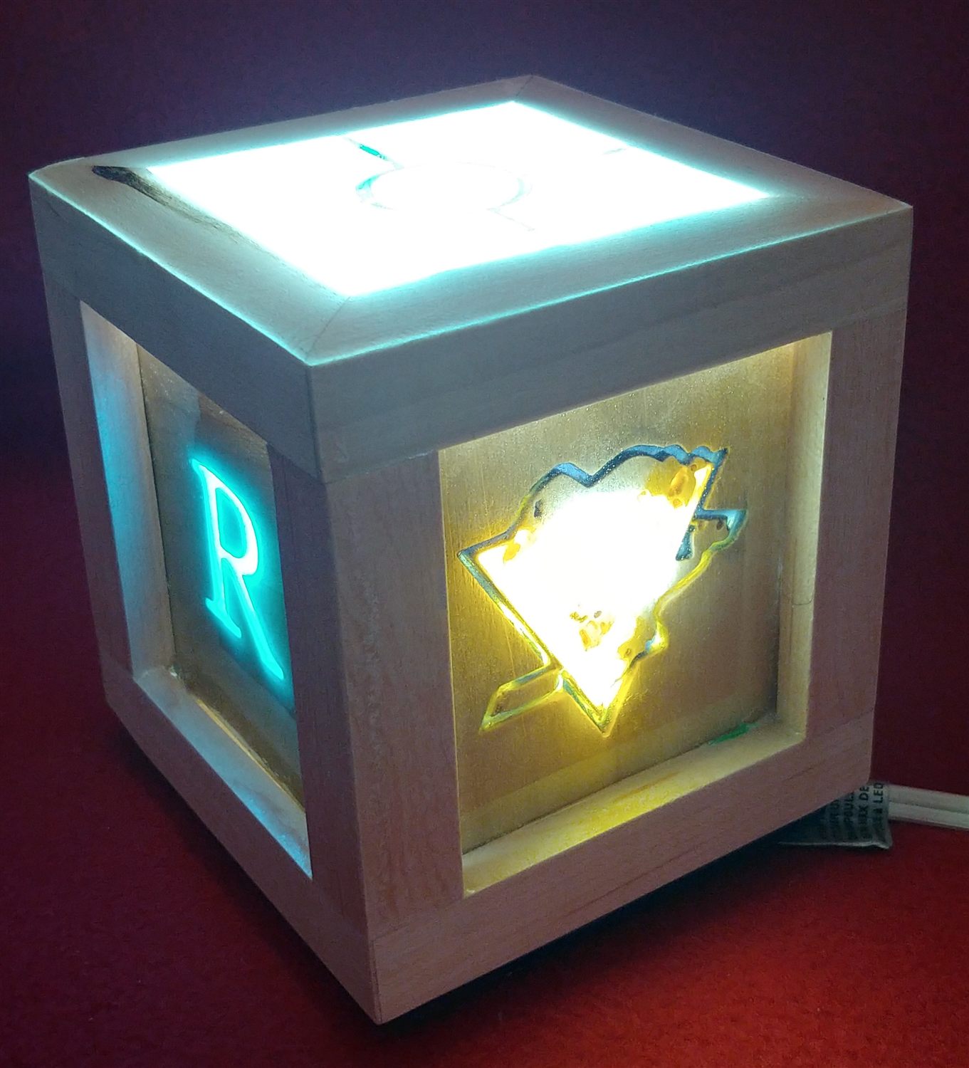 Monogram cube lamp — handmade by QCraft