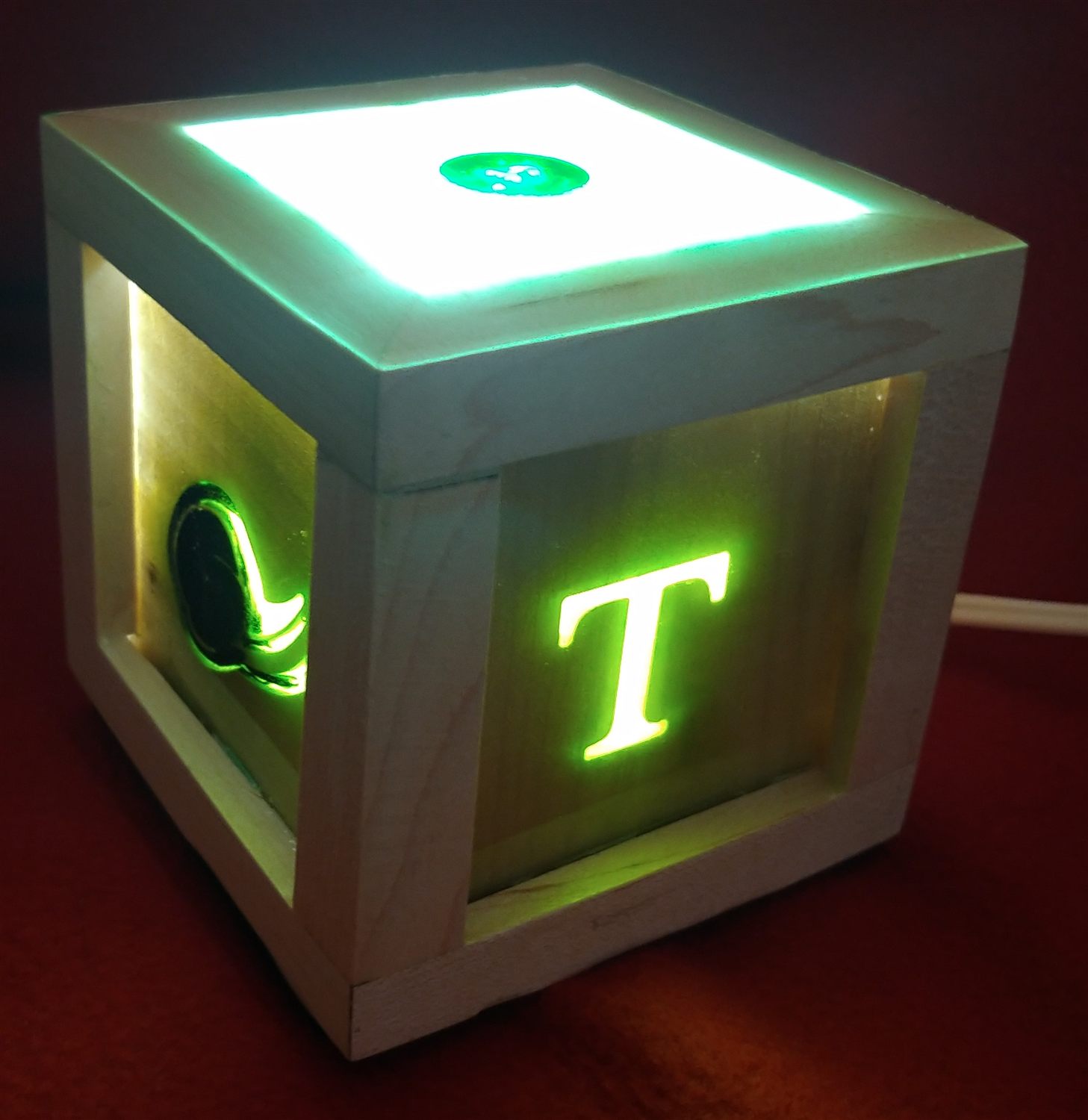 Monogram cube lamp — handmade by QCraft